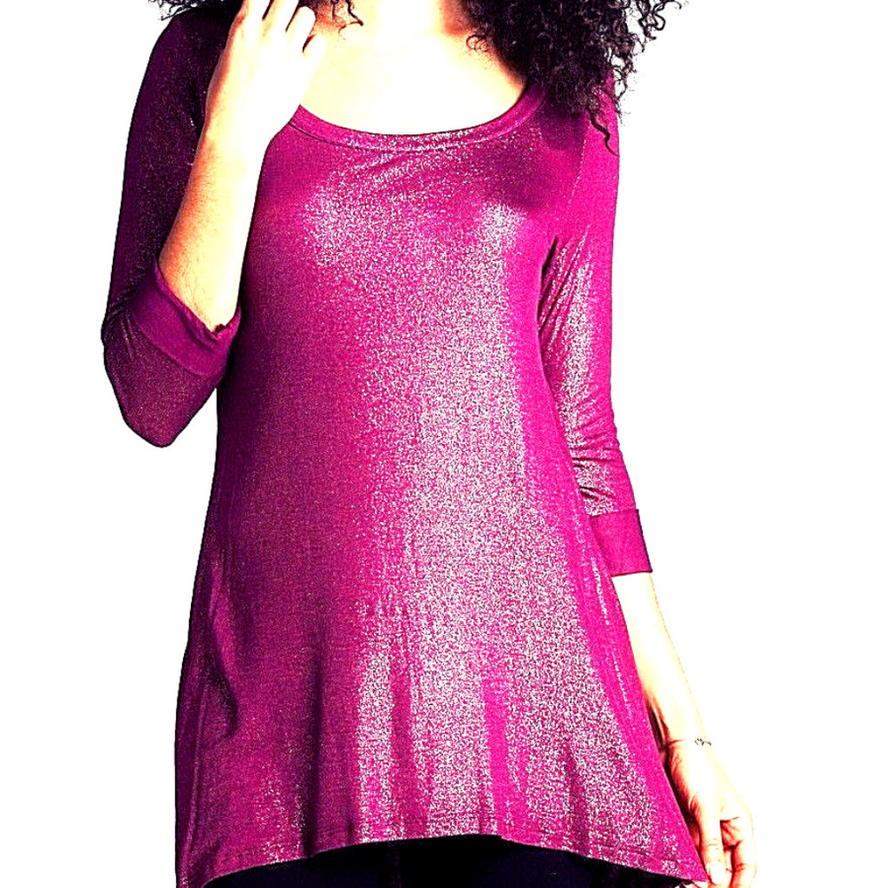 CASuAL Shiny SPARKLE GLiTTER TUNIC TOP Scoop Neck